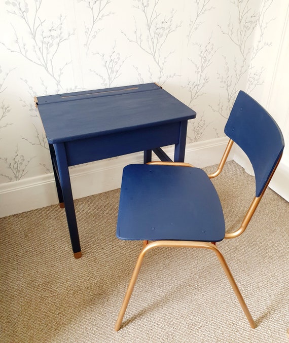 wooden desk and chair for child