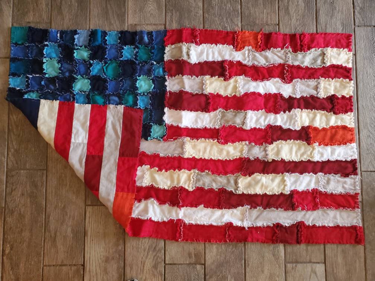 American Flag Rag Quilt Etsy