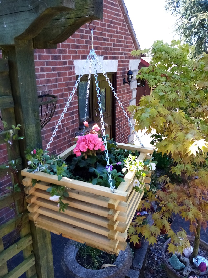 The Stanton Tanalised Wood New Handmade Hanging Basket with Etsy
