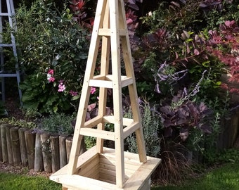 Bespoke Handmade Lechlade Rustic Tanalised Wood Garden Obelisk / Planter