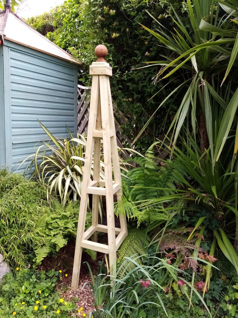 The Broadwell Rustic Wooden Tanalised Garden Obelisk Trellis Etsy