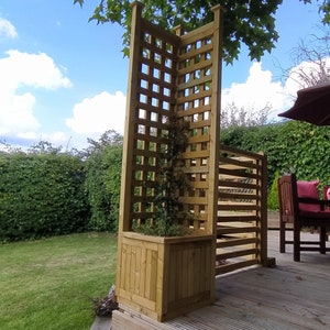 Bespoke Handmade Stroud  Handmade Rustic Tanalised Timber Corner Trellis Planter Trough