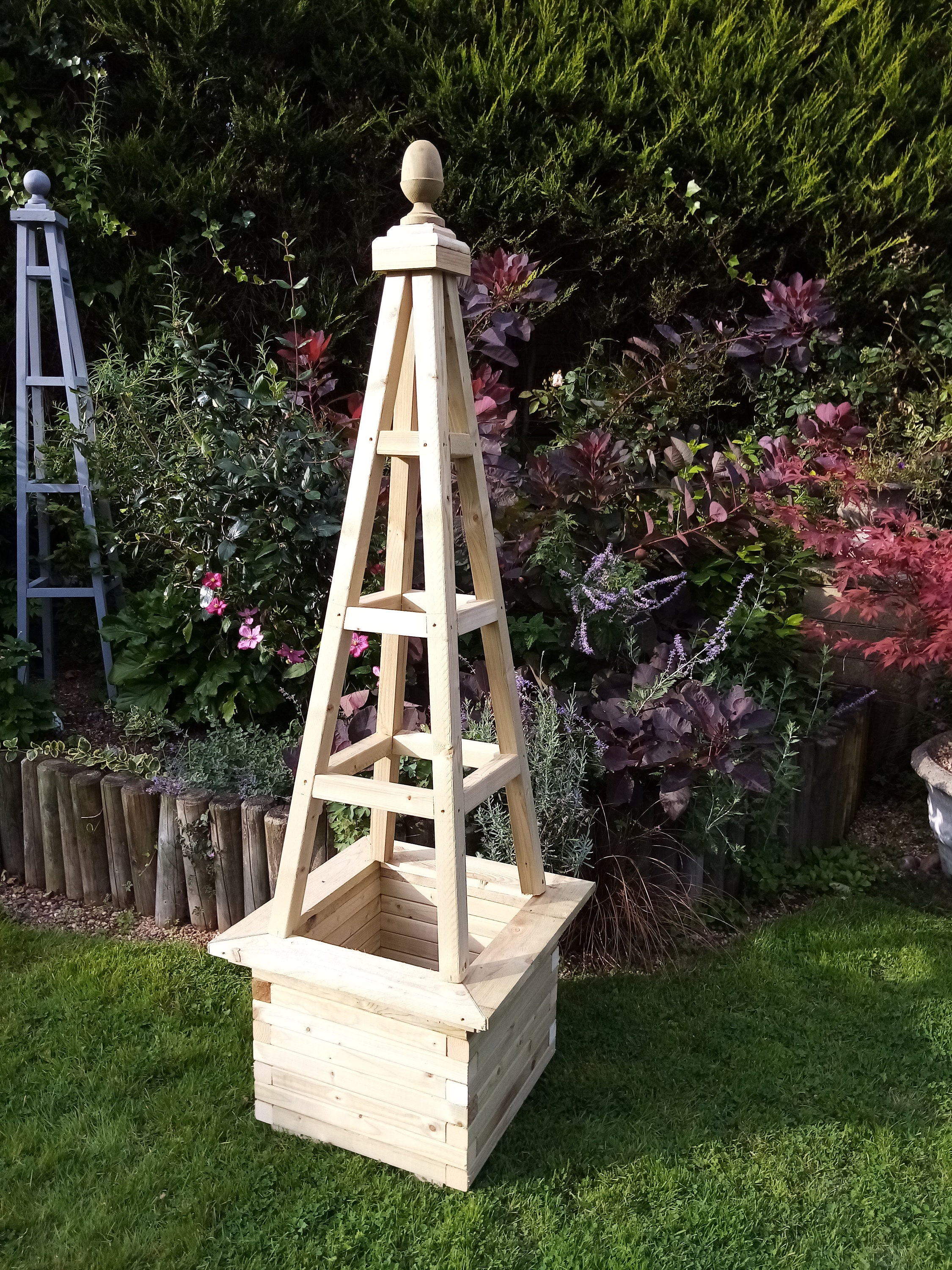 The Stanway Rustic Tanalised Wood Garden Obelisk / Planter Etsy