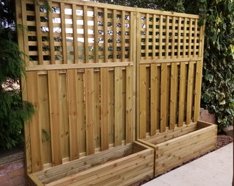 Bespoke Handmade Tetbury Trellis Planter Panel Privacy Screen Garden Trough  Tanalised Wood  129 cm x 189 cm Price is for one item
