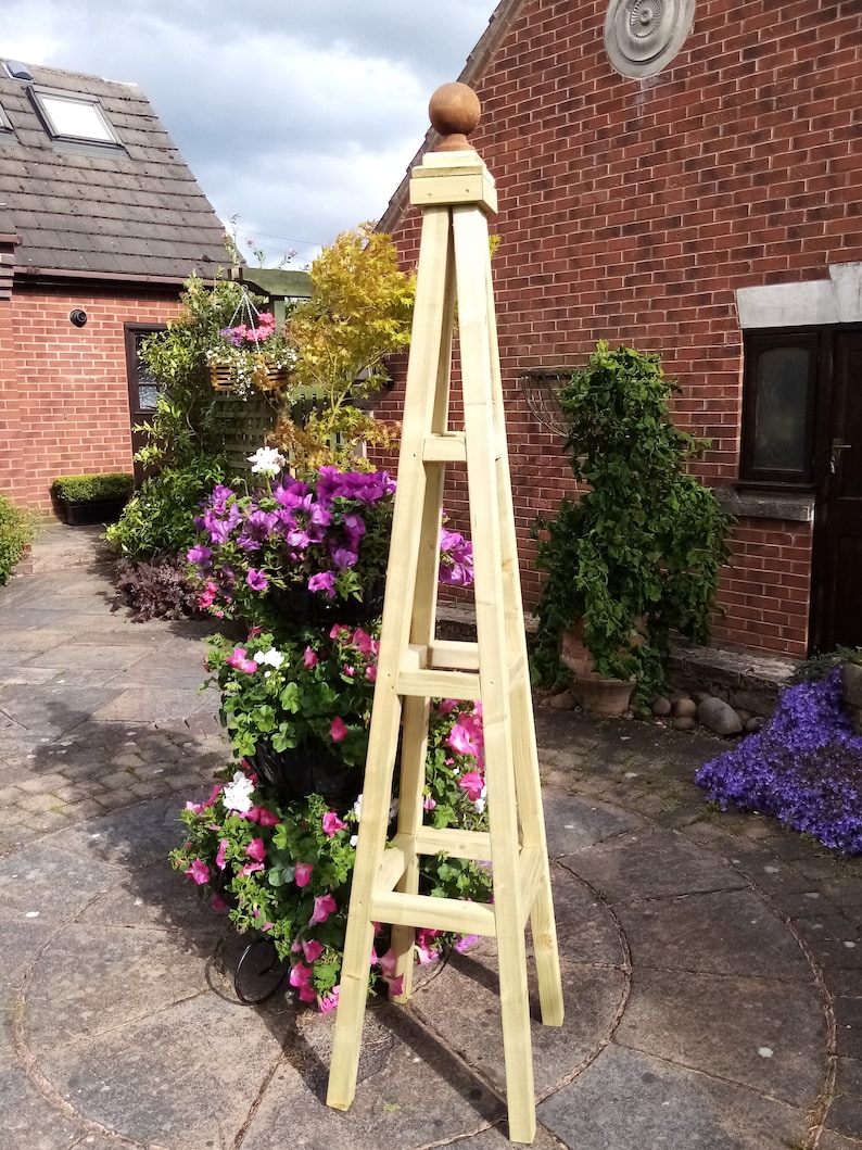 The Broadwell Rustic Wooden Tanalised Garden Obelisk Trellis Etsy