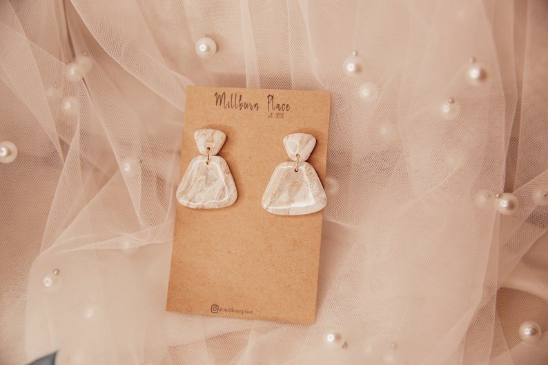 The Boho Bridal Collection|organic triangles|Polymer clay earrings