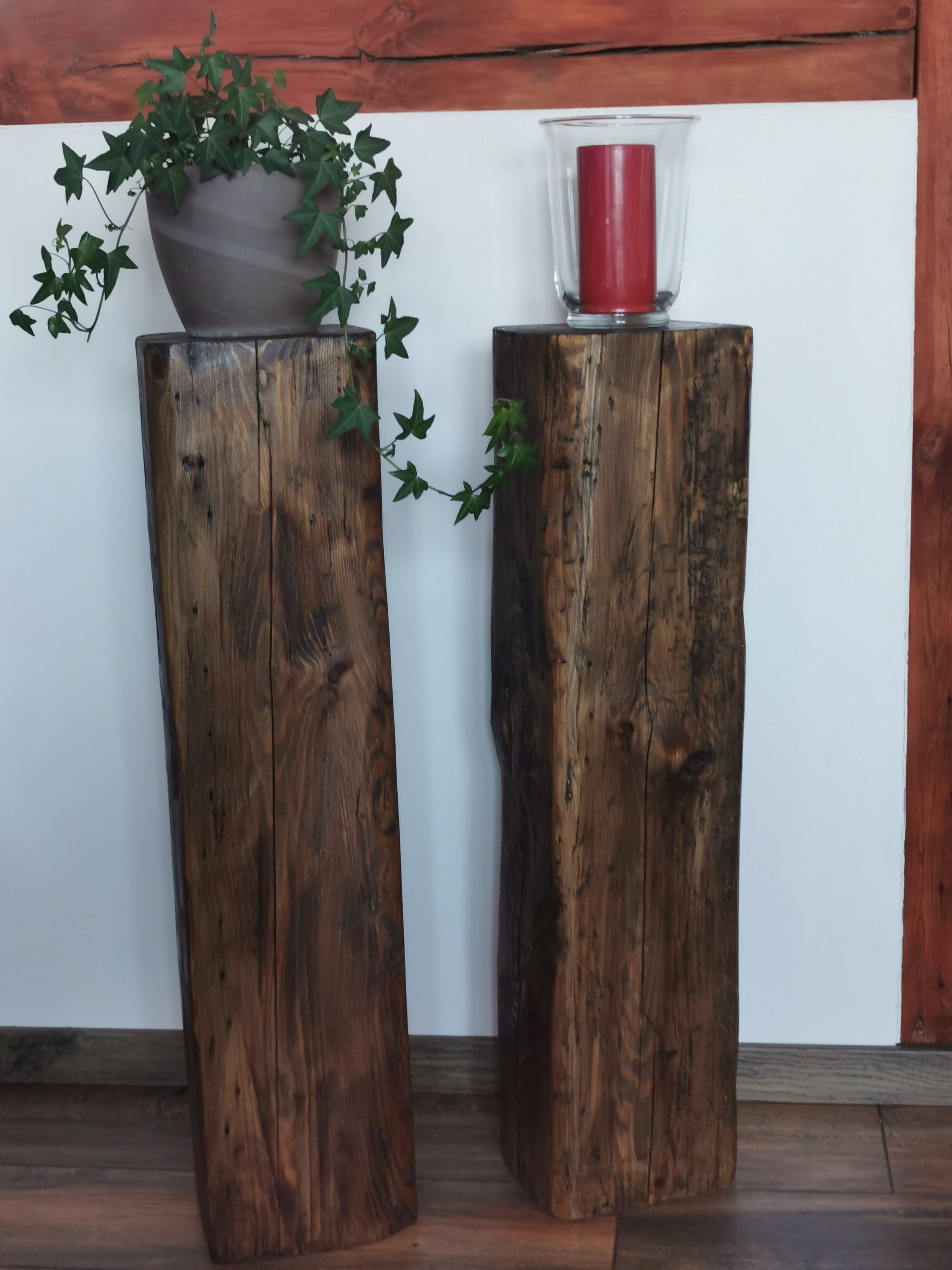 Massivholzblock Holzsäule Deko Altholz Windlicht Säule Etsy.de