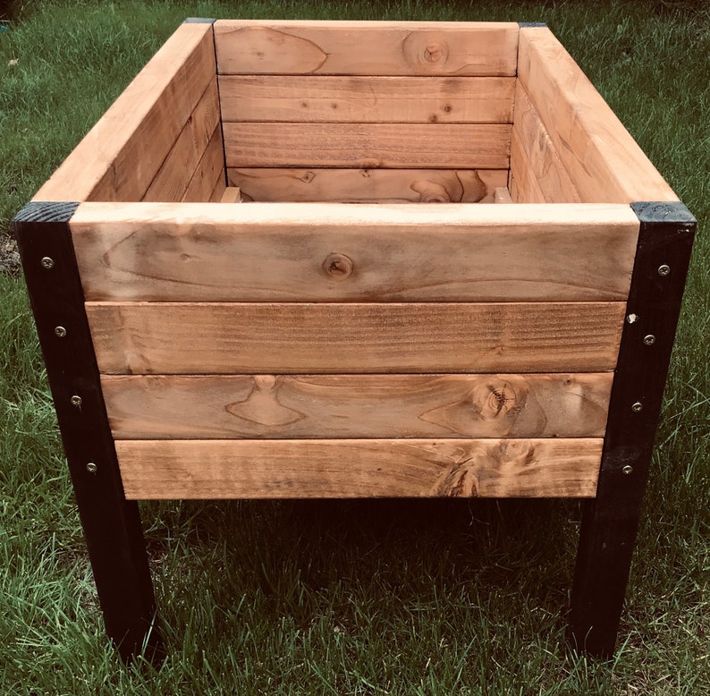 Large Handmade wooden flower box brown and black garden Etsy