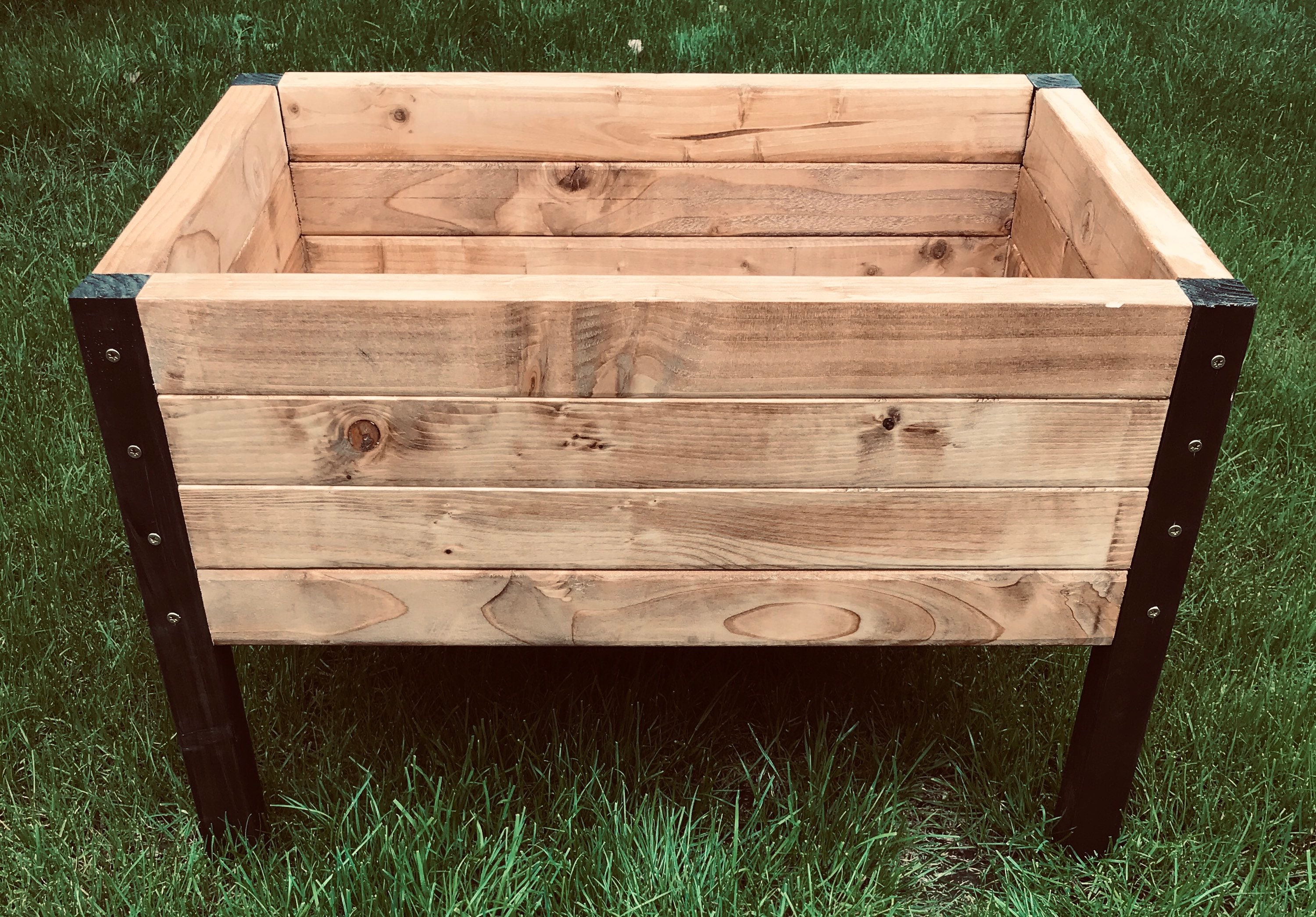 Large Handmade wooden flower box brown and black garden Etsy