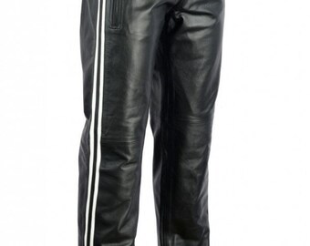 leather track pants mens