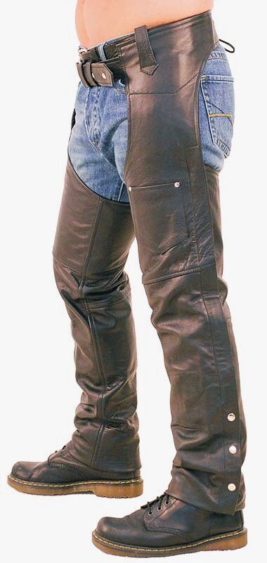 Image of Men's Genuine Leather Chaps Biker Trouser Pants
