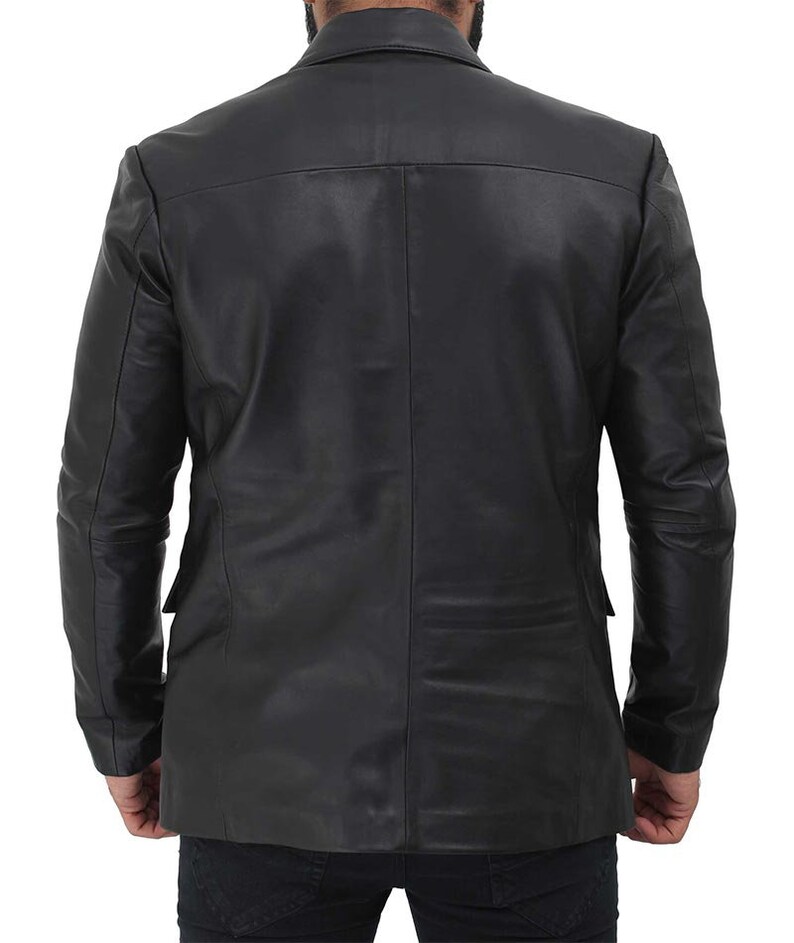 Men/'s Black Genuine Lambskin Blazer Jacket