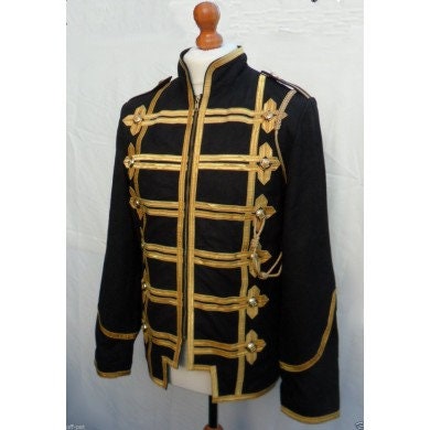 Image of Men's Nubuck Leather Military Rock Jacket Tunic Coat Steampunk