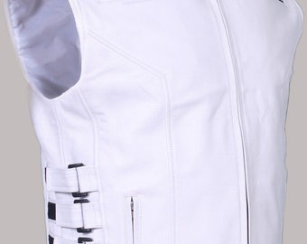 white leather vests