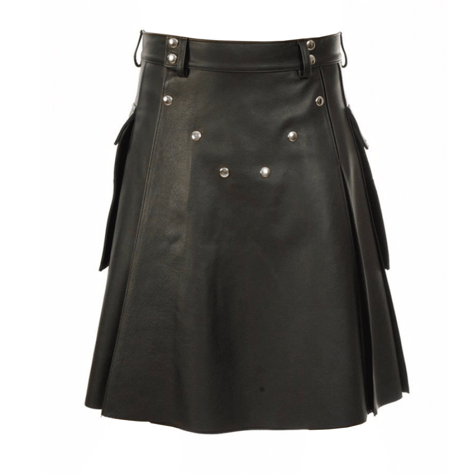 Image of Men's Genuine Leather Utility Kilt With Twin Cargo Pockets