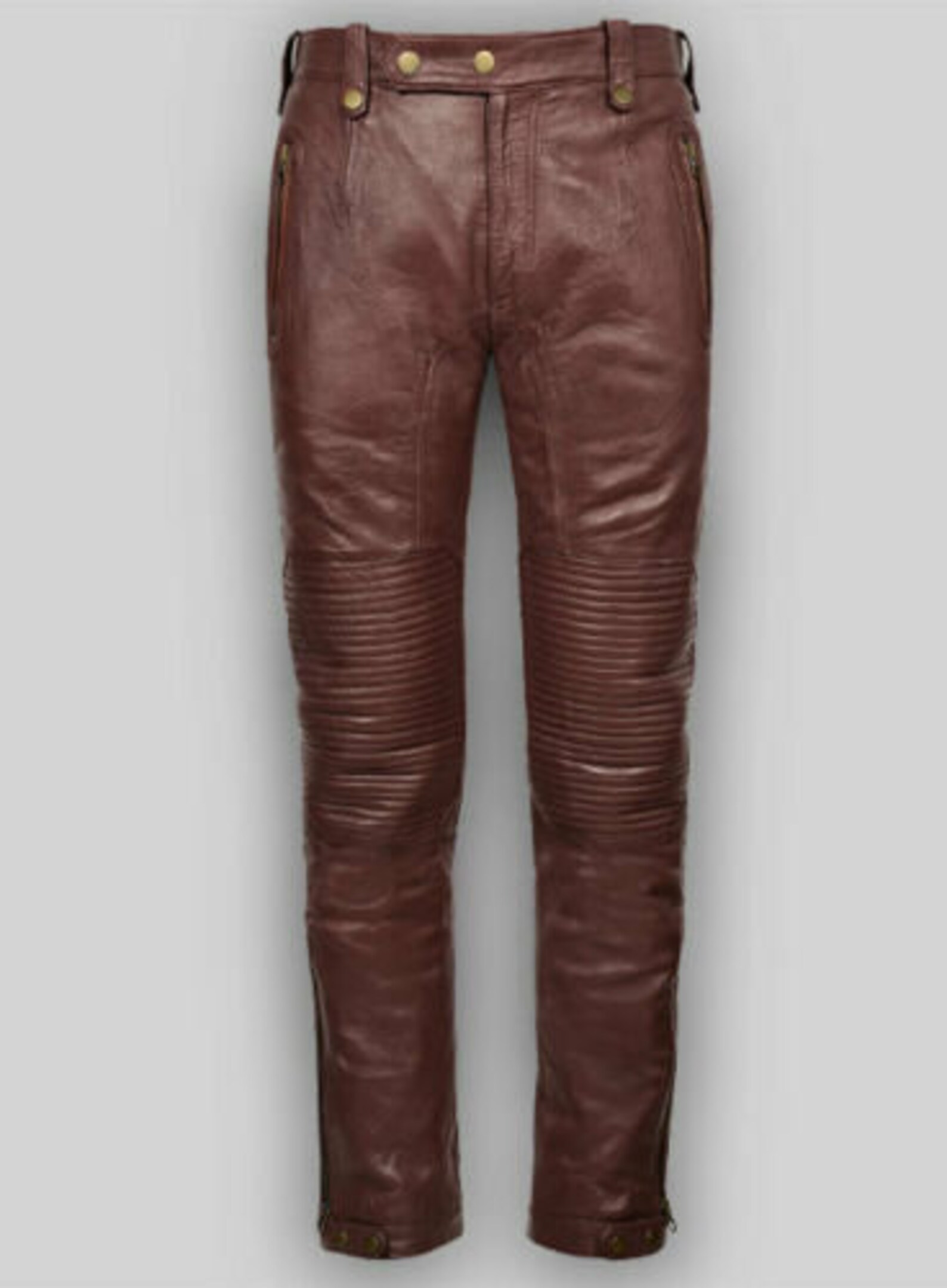 Men's Brown Genuine Leather Jeans Pants Etsy