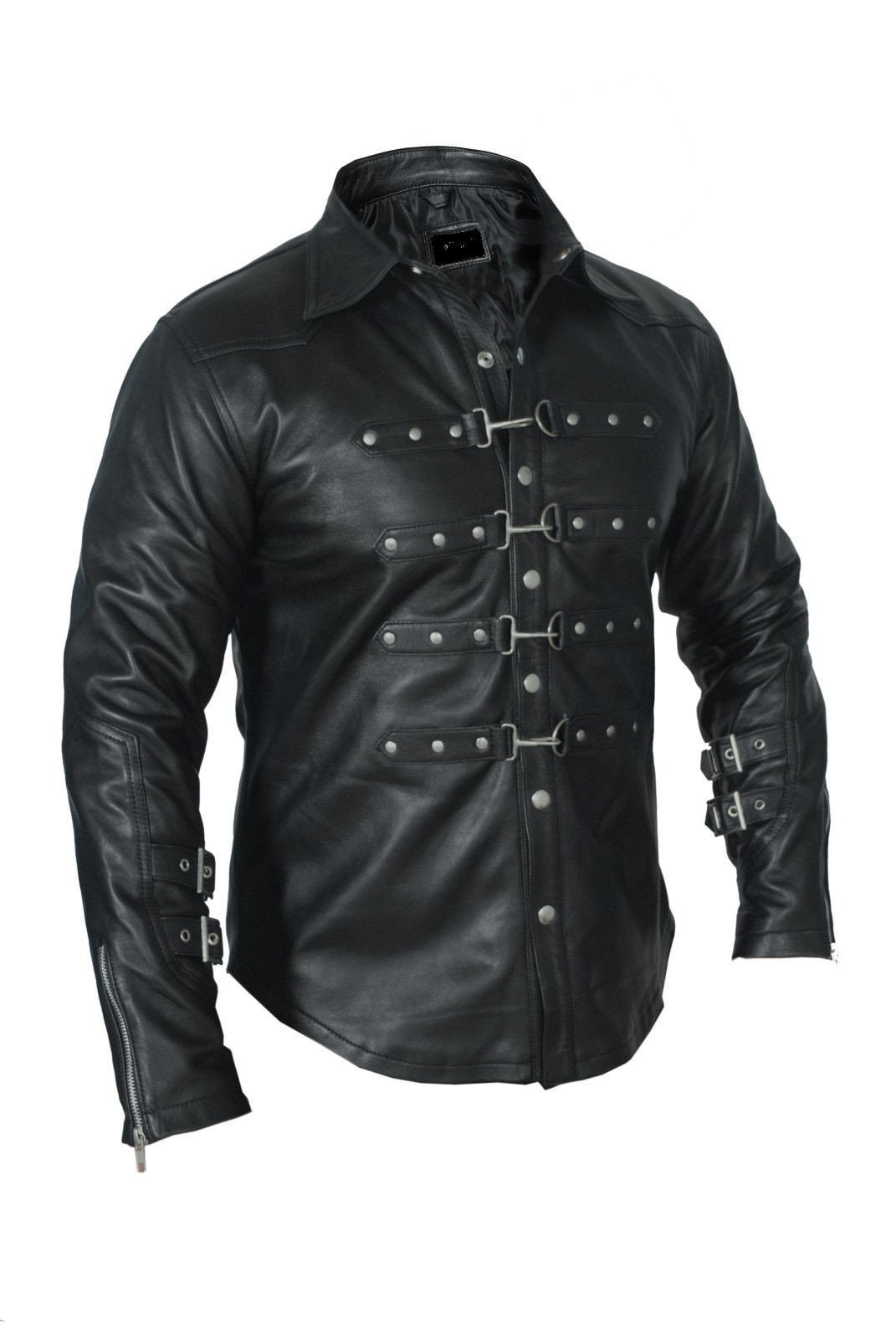 Image of Men's Genuine Leather Punk Goth Shirt