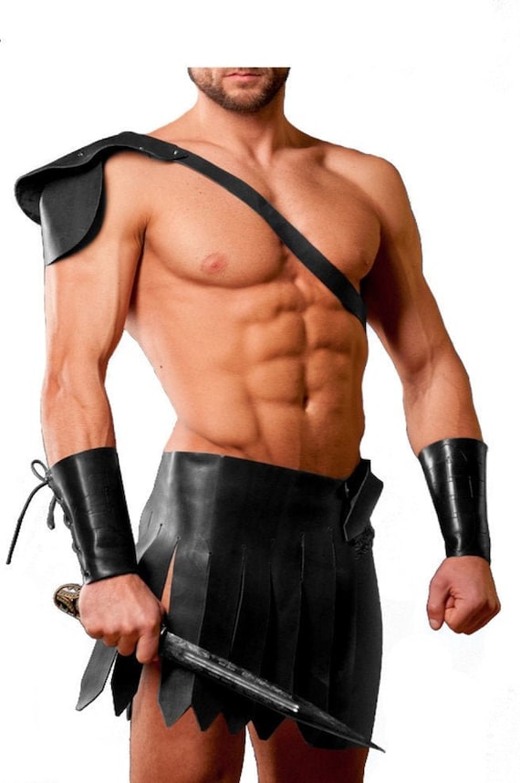 Mens Real Leather 4 Piece Kilt Set Gladiator Roman LARP - Etsy