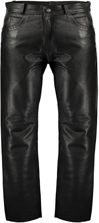 Image of Men's Genuine Leather Black Biker Trouser Jeans
