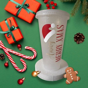 Christmas 24 oz cup with lids and straws, Color Changing reusable colds cups. Customized cup. Glitter reusable cups