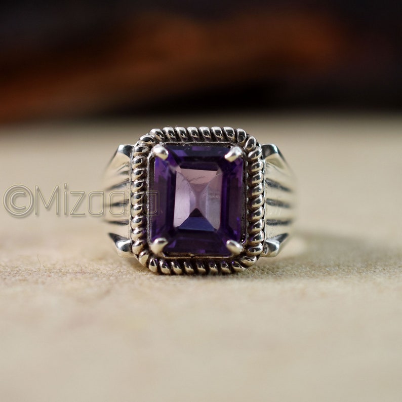 Amethyst Ring Sterling Silver Pinky Men's Jewelry Etsy