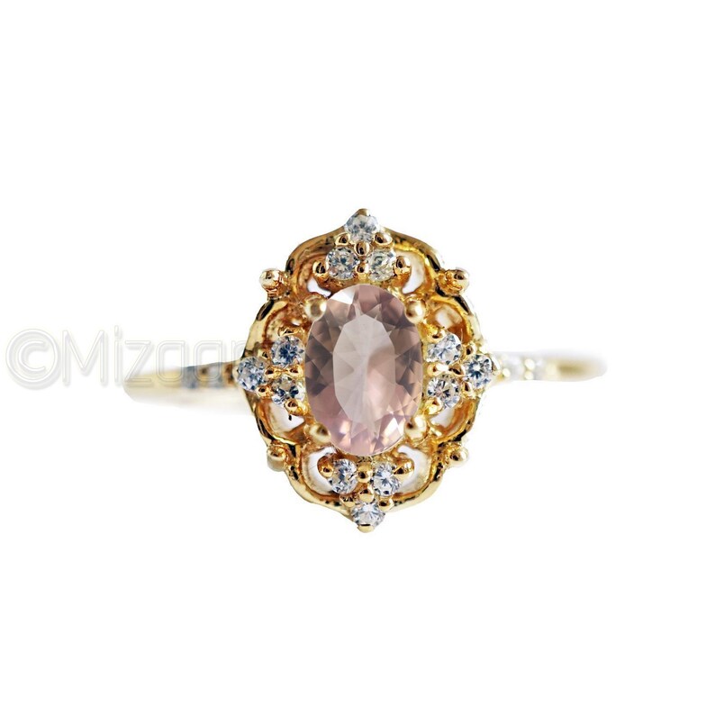 Wedding Gift Handmade Jewelry 925K Sterling Silver Organic Rose Quartz Silver Ring Girls Dainty Ring Women/'s Gold Ring Gift For Her