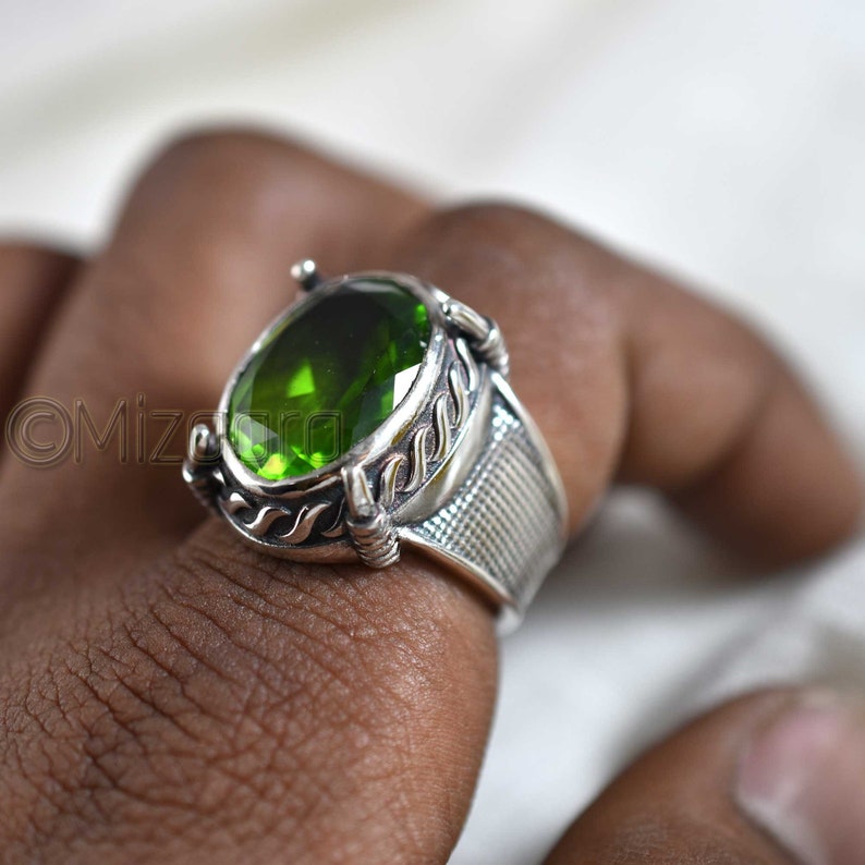 Massive Peridot Silver Men's Ring Peridot Hydro Etsy
