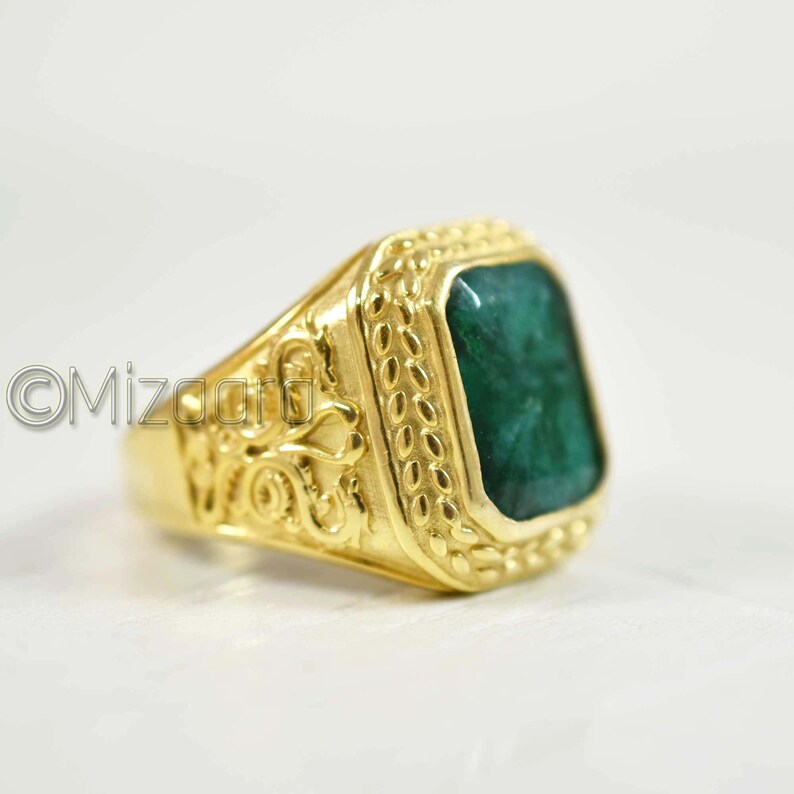 Raw Emerald Gold Sterling Silver Dragon Ring Emerald | Etsy