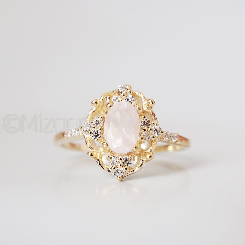 Wedding Gift Handmade Jewelry 925K Sterling Silver Organic Rose Quartz Silver Ring Girls Dainty Ring Women/'s Gold Ring Gift For Her