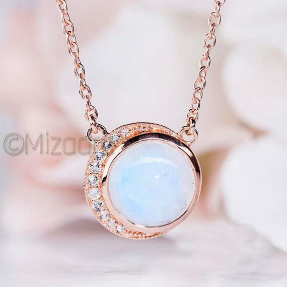 Moonstone Gold Necklace Rose Gold 
