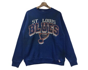Men's Majestic Vintage Hockey St. Louis Blues Gray Crew Sweatshirt NWT  Small
