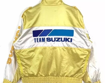 Vintage 80s SUZUKI TEAM RACING Windbreaker Jacket Large Size Motocross MotoGP Rider Formula One Motocycle Sweatshirt T Shirt Hoodie Yamaha