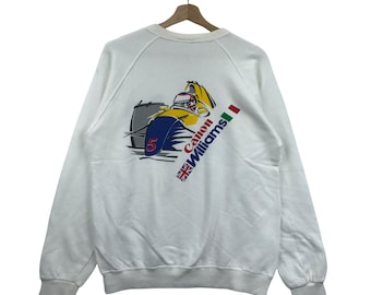 Vintage CANON WILLIAMS Renault Formula One F1 White Sweatshirt