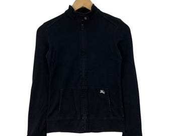 Vintage Burberry Blue Label Check Sweatshirt Hoodie Full Zip Short