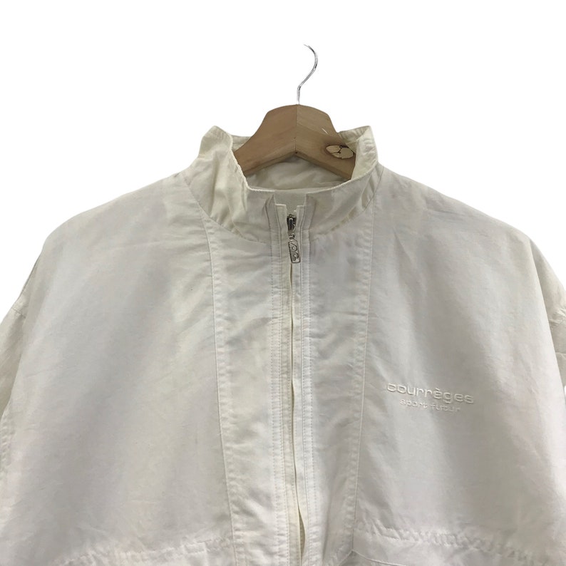 Vintage COURREGES SPORT FUTUR France Designer White Jacket Windbreaker image 2