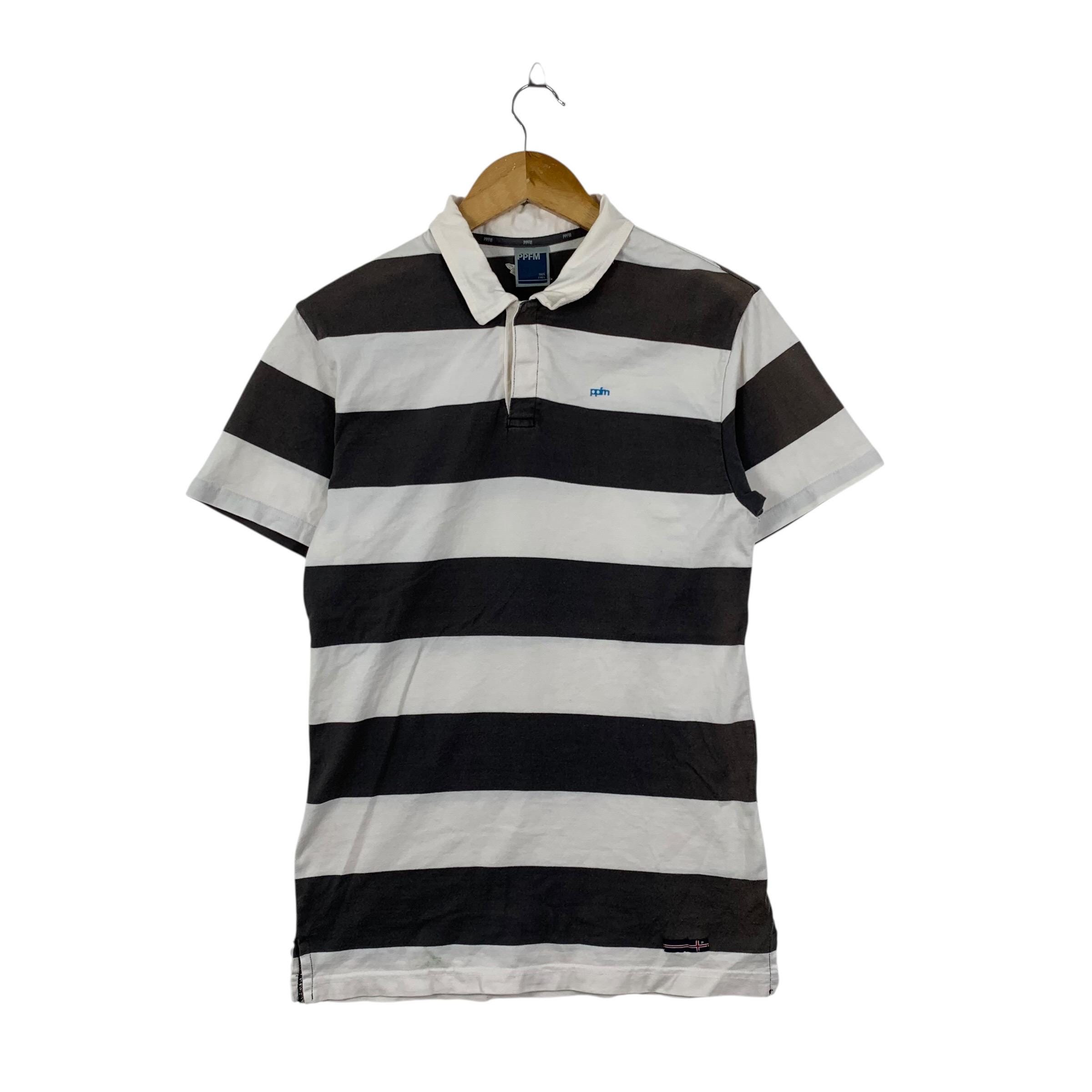トップス PPFM logo print polo shirt archive PPFM Punk Japanese Brand Stripes Short Sleeve Collar Polo Tshirt