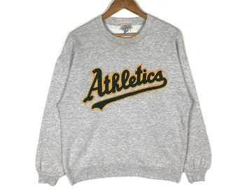 Vintage 90s OAKLAND ATHLETICS 1992 MLB Major League Baseball Grey Sweatshirt Large Size Usa Hoodie Jersey Jacket Sportswear Sports Gift