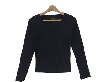 AGNES B Paris Japanese Brand Black Slim Long Sleeve Shirt