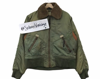 Vintage ALPHA INDUSTRIES USA Navy Army Bomber Flight Jacket