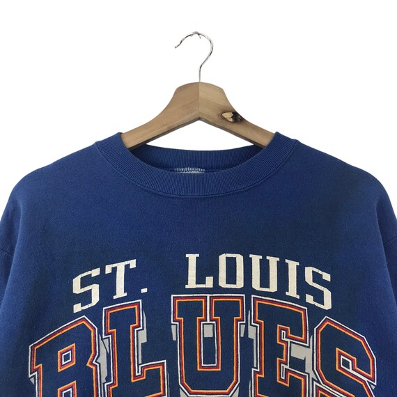 Vintage 1990s St. Louis Blues NHL Hockey Dark Blue 90s Pullover Jumper  Sweatshirt (XL)