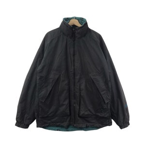 JACK WOLFSKIN Reversible Black Turqoise Overprint Design Oversize Bomber Jacket