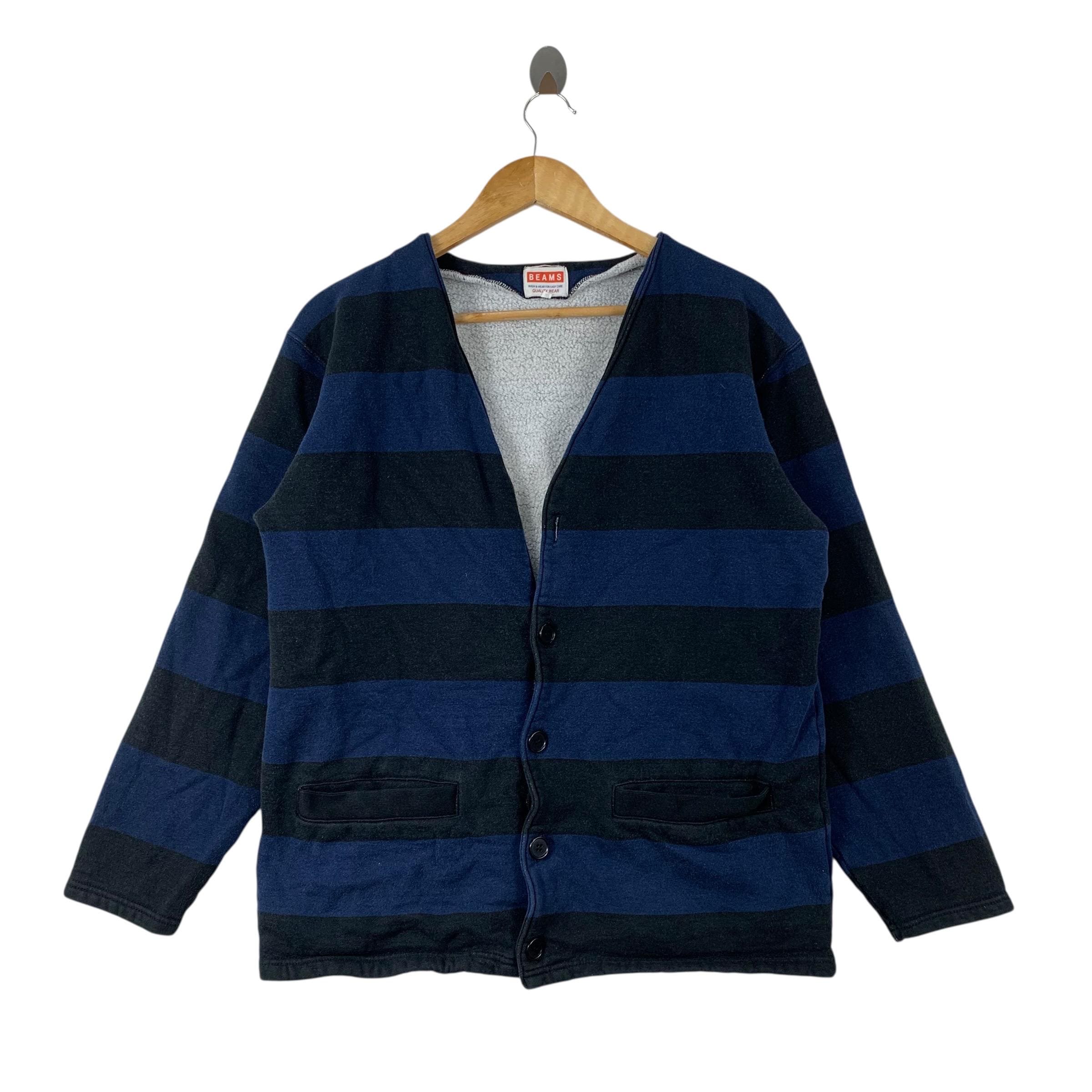 Beams, Vintage BEAMS Quality Wear Japanese Brand Stripes Cardigan Sweatshirt