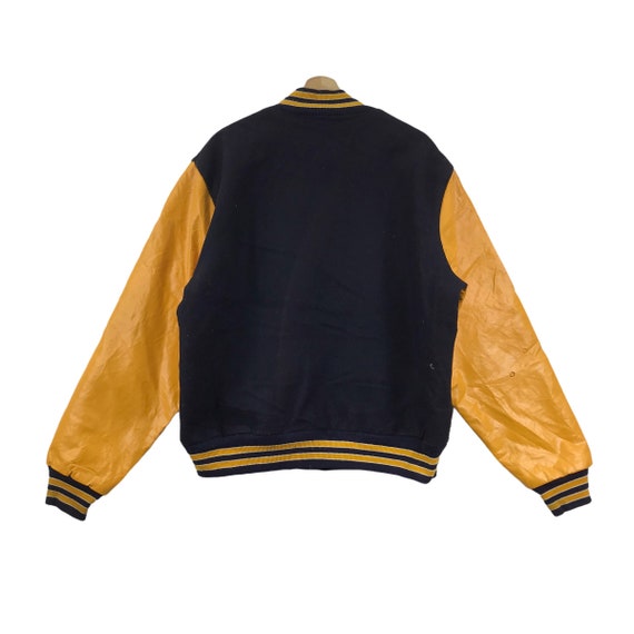 Vintage 80s NEFF USA Sport Blue Yellow Leather Varsity Jacket - Etsy