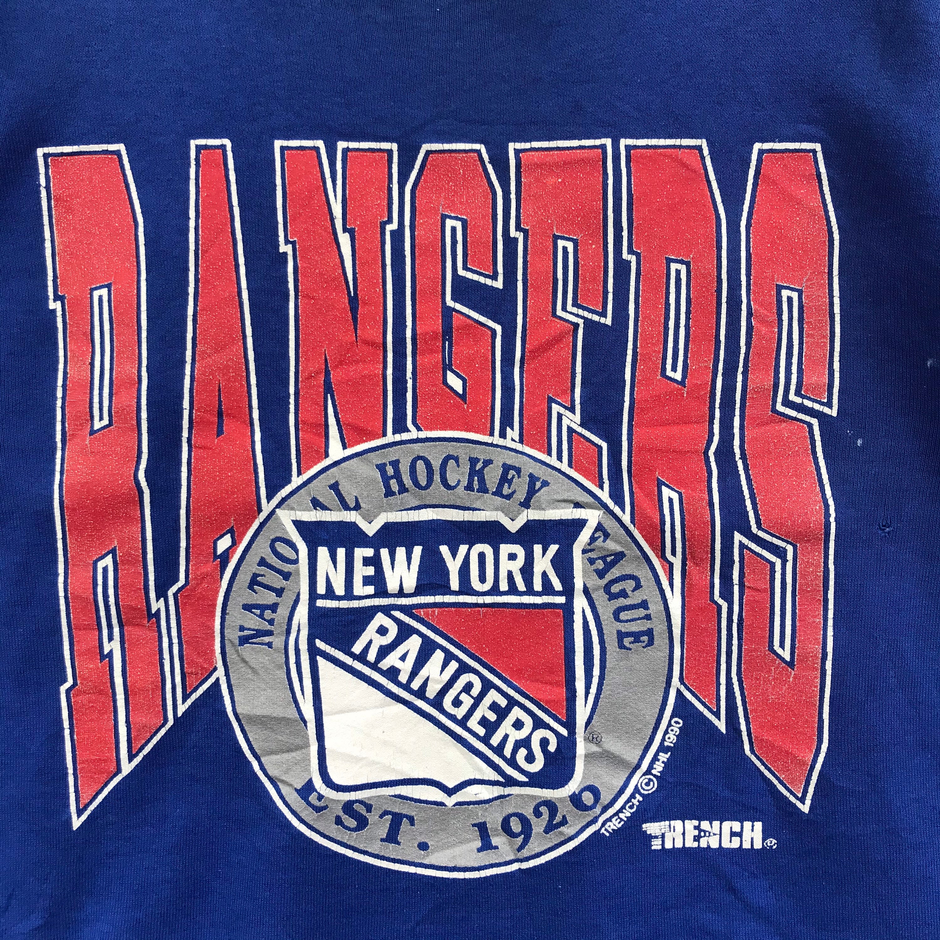 80s USA製 N.Y. RANGERS 旧ロゴ プリント スウェット NHL