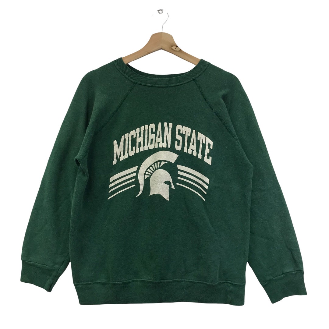 Sweat Vintage Michigan State - Années 80/90 - Vert - Taille M (Russell)