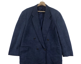 Vintage LANCEL PARIS France Designer Blue Plain Blazer