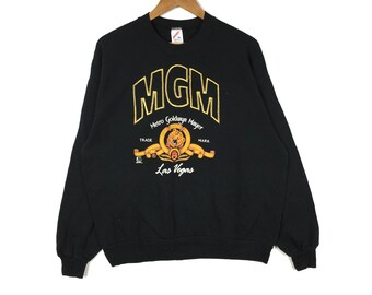 Vintage 80s MGM USA Metro Goldwyn Mayer Movie Las Vegas Black Sweatshirt