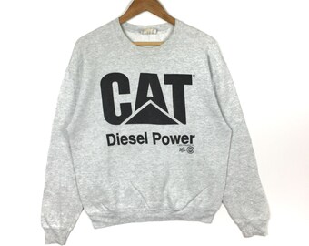 Vintage 90s CAT USA CATERPILLAR Inc Sudadera Diesel Power Gris