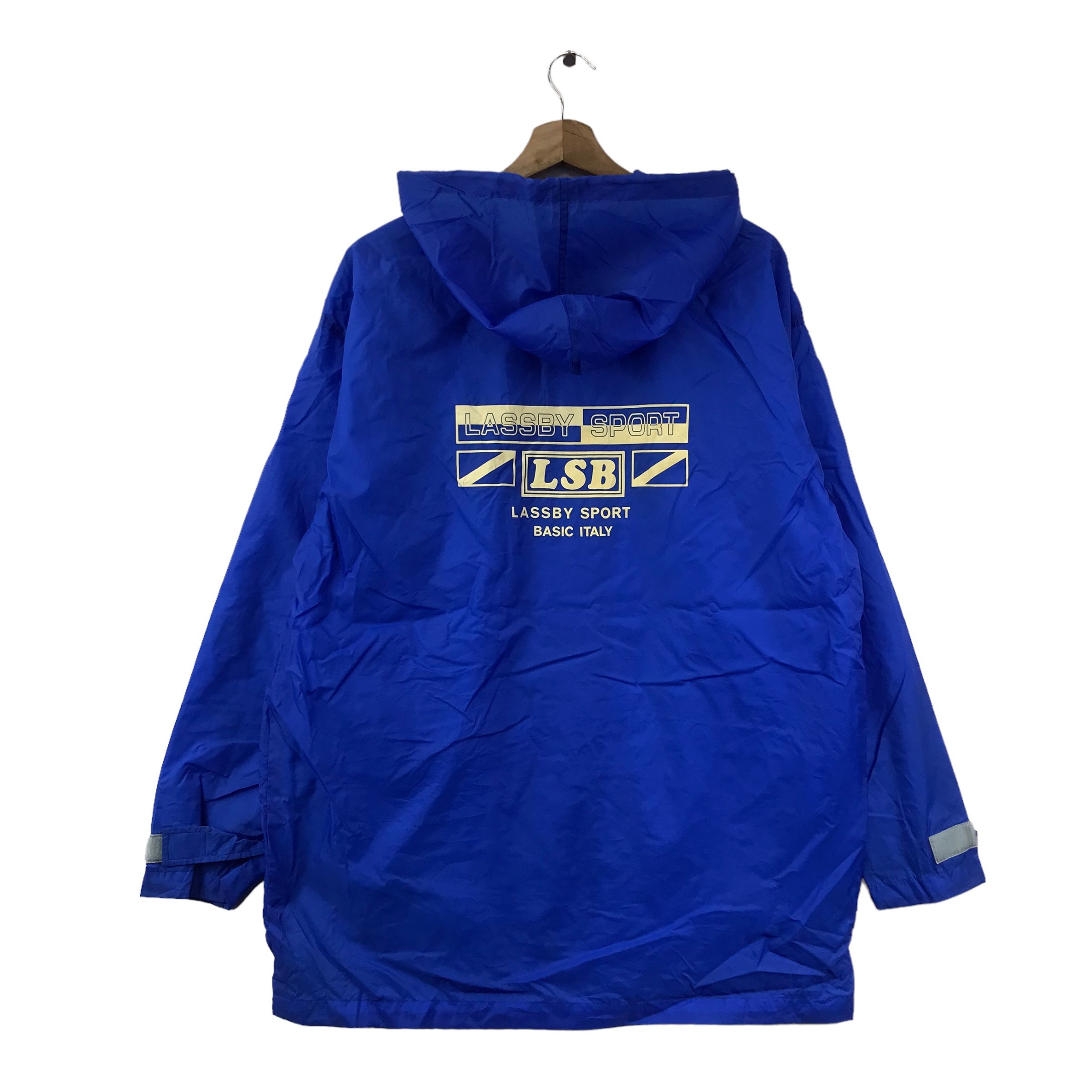 LZSB フード付きウィンドブレーカー 青 LASSBY SPORT ベーシック イタリア スポーツウェア ウィンドブレーカー