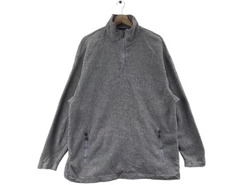 Vintage DESCENTE Oversize Grey Half Zipper Fleece Sweatshirt